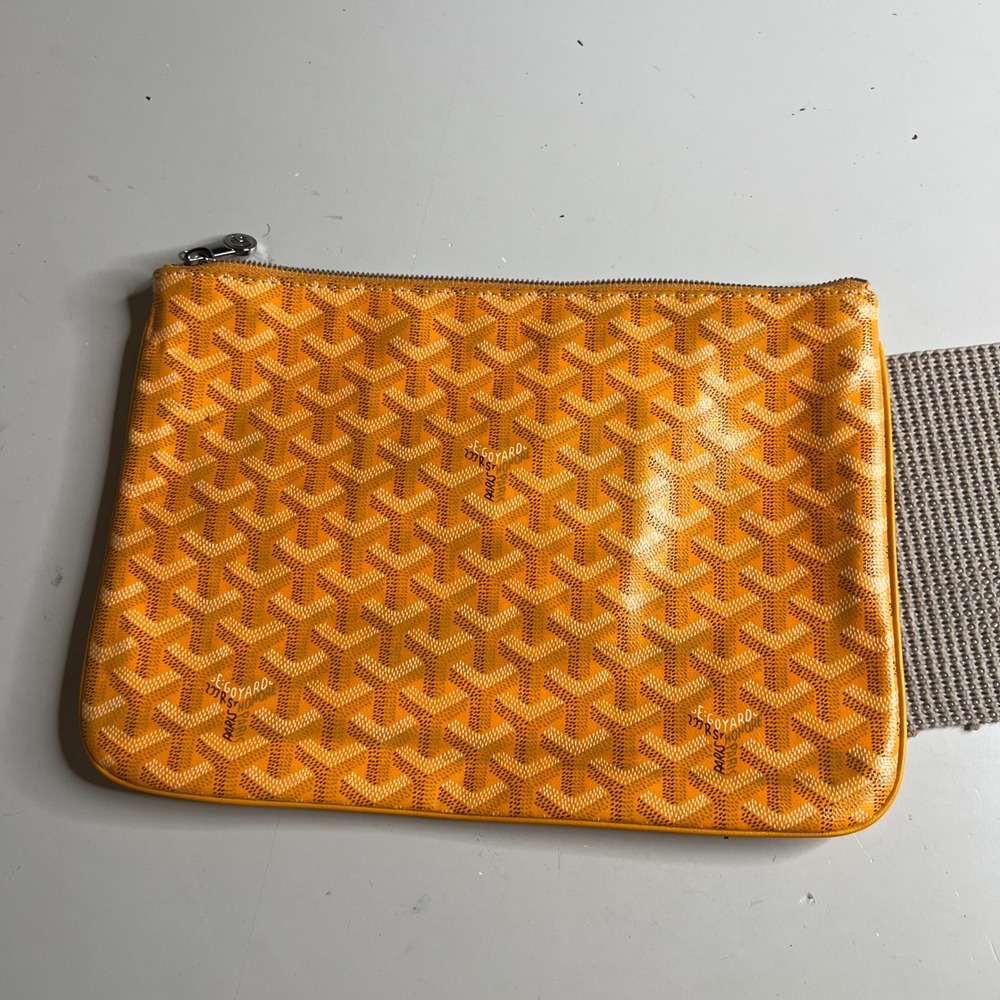 Goyard Senat MM Pouch Orange Goyardine Canvas Clutch Document Case